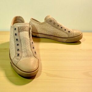 One UGG Cream and Tan Casual Sneakers Fur Lined